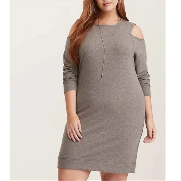 torrid | Dresses | Torrid Grey Cold Shoulder Dress | Poshmark torrid | Dresses | Torrid Grey Cold Shoulder Dress | Poshmark